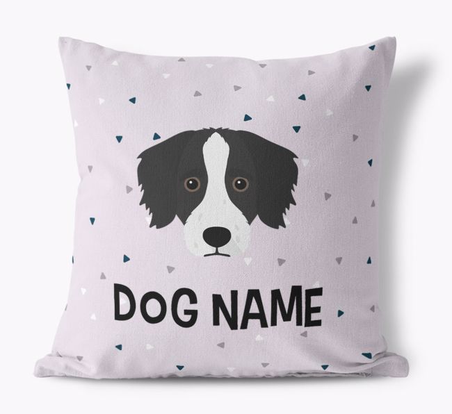 Triangle Pattern with {dogsName}'s Icon: Personalized Canvas Pillow